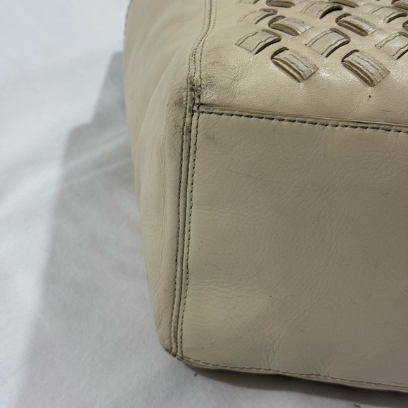 Coach North South Woven Leather Tote Bag Cream Shoulder Bag F10798 - Picture 14 of 15